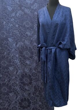 TARA Sartoria Robe Silk Navy Handwoven  L/XL